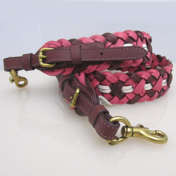 Coach NWT $150 Interchangeable Strap Weaving 624 Pink Burgundy Brass RETAIL - Picture 4 of 12